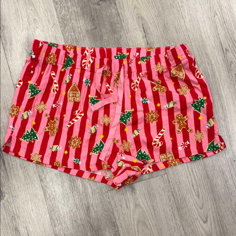 Old Navy Pink & Red Holiday Print Lounge Shorts